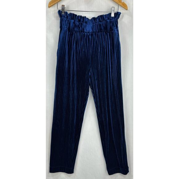 CROSBY by Mollie Burch Eddie Pant High Waist Velvet in Navy Blue Small (New) - Picture 3 of 7